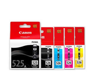 Set of 5 Canon PGI-525 + CLI-526 Inkjet Print Cartridges