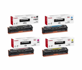 Set of 4 Canon 731 Black (6273B002), Cyan (6271B002), Magenta (6270B002) & Yellow (6269B002) Laser Toner Print Cartridges