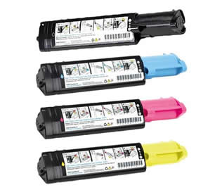 Set of 4 Dell Black (593-10067), Cyan (593-10061), Magenta (593-10062) & Yellow (593-10063) Laser Toner Print Cartridges