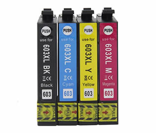 Set of 4 Compatible Epson 603XL (T03A640) High Yield Black (T03A140), Cyan (T03A240), Magenta (T03A340) & Yellow (T03A440) Inkjet Print Cartridges
