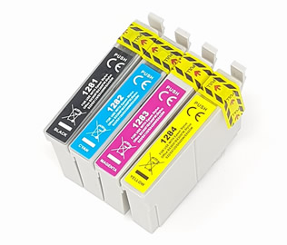 Set of 4 Compatible Epson T128540 (Fox) Standard Yield Black (T128140), Cyan (T128240), Magenta (T128340) & Yellow (T128440) Inkjet Print Cartridges