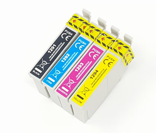 Set of 4 Compatible Epson T129540 (Apple) High Yield Black (T129140), Cyan (T129240), Magenta (T129340) & Yellow (T129440) Inkjet Print Cartridges