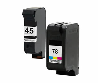 Set of 2 Compatible HP 45 (51645AE) High Yield Black & 78 (C6578AE) Tri-Colour Inkjet Print Cartridges