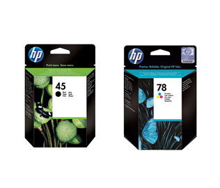 Set of 2 HP 45 (51645AE) High Yield Black & 78 (C6578AE) Tri-Colour Inkjet Print Cartridges