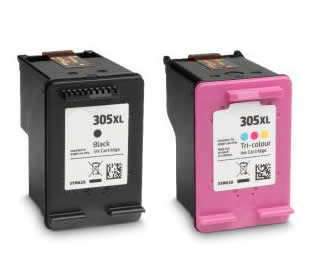 Set of 2 Compatible HP 305XL (6ZA94AE) High Yield Black (3YM62AE) & Tri-Colour (3YM63AE) Inkjet Print Cartridges