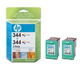 Set of 2 HP 344 (C9505EE) High Yield Tri-Colour Inkjet Print Cartridges