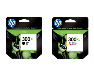 Set of 2 HP 300XL (CC641EE) High Yield Black & 300XL (CC644EE) Tri-Colour Inkjet Print Cartridges