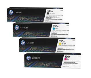 Set of 4 HP 130A Black (CF350A), Cyan (CF351A), Magenta (CF353A) & Yellow (CF352A) Laser Toner Print Cartridges