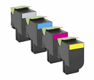 Set of 4 Compatible Lexmark 702H High Yield Black (70C2HK0), Cyan (70C2HC0), Magenta (70C2HM0) & Yellow (70C2HY0) Laser Toner Print Cartridges