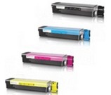 Set of 4 Compatible Oki Black (43324424), Cyan (43324423), Magenta (43324422) & Yellow (43324421) Laser Toner Print Cartridges